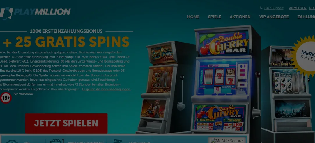 PlayMillion — 100% bis zu 100 € + 25 Spins